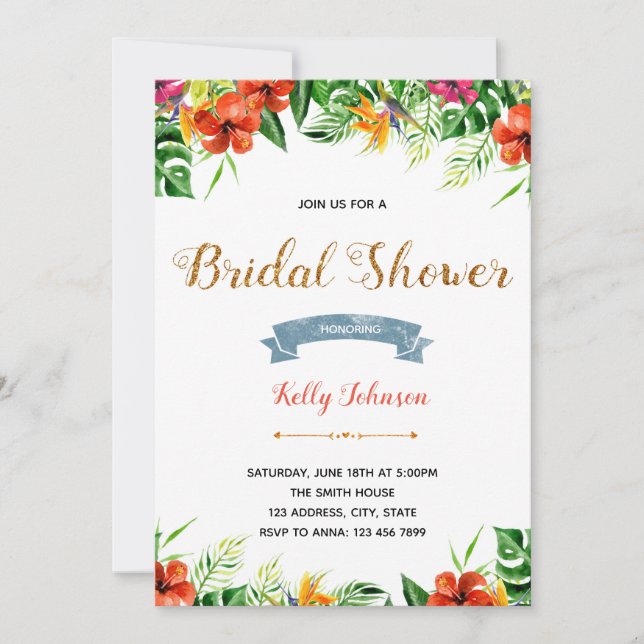 Aloha luau tropical summer bridal shower party invitation (Front)