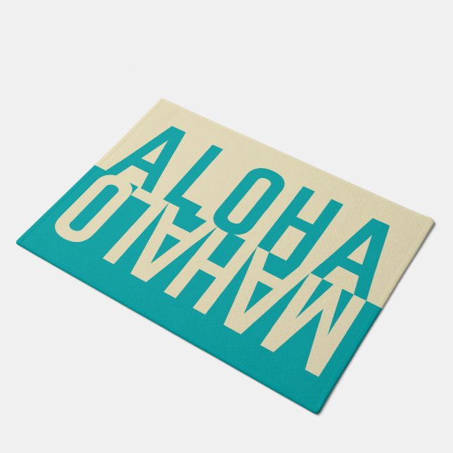 Aloha & Mahalo (Seafoam) Doormat (Angled)