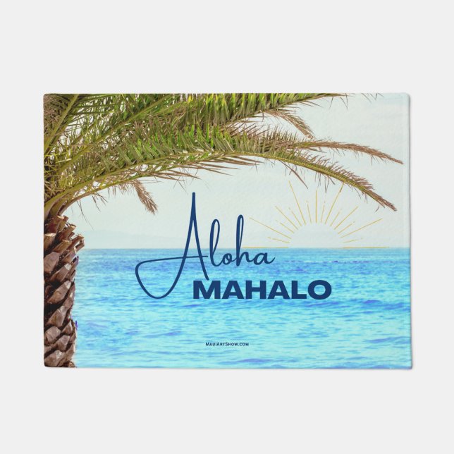 ALOHA MAHALO - TROPICAL HAWAII DOORMAT - DOOR MAT (Front)