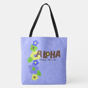 Aloha Means Hello Hawaiian Hibiscus Beach Bag
