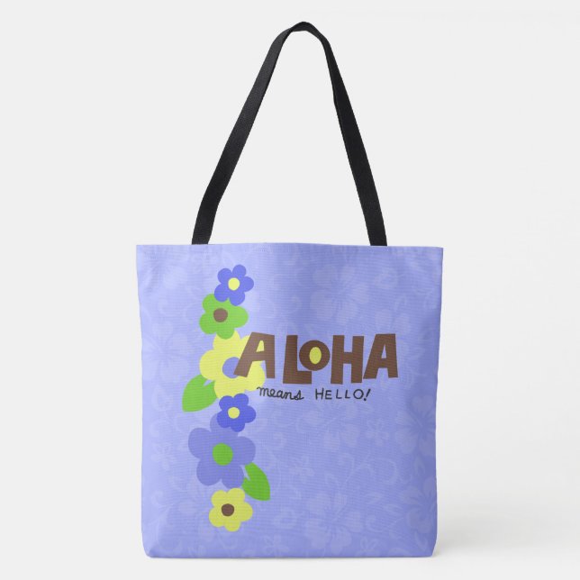 Aloha Means Hello Hawaiian Hibiscus Beach Bag (Front)