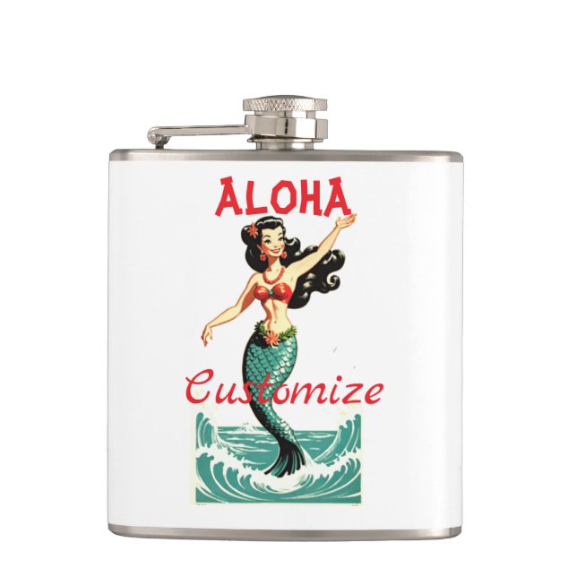 Aloha Mermaid Thunder_Thunder_Cove Hip Flask (Front)