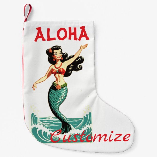 Aloha Mermaid Thunder_Thunder_Cove Small Christmas Stocking (Front)