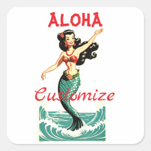 Aloha Mermaid Thunder_Thunder_Cove Square Sticker