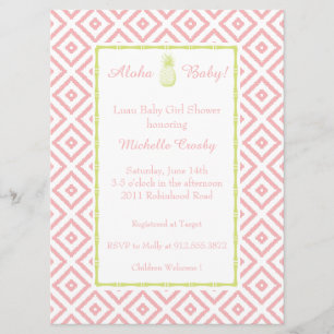 Aloha Mint/Peony Hawaiian Luau Shower Invitation