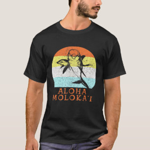 Aloha Molokai Vintage Hawaiian Island Dolphin Artw T-Shirt
