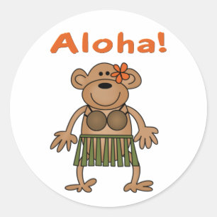 Aloha Monkey Classic Round Sticker