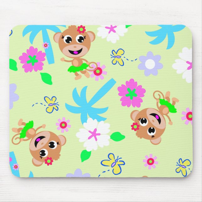 aloha monkey print mouse mat (Front)