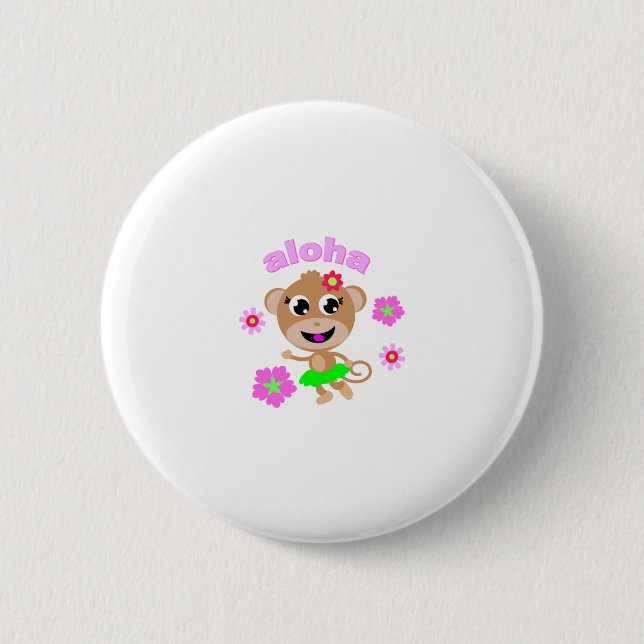 aloha monkey screen. 6 cm round badge (Front)