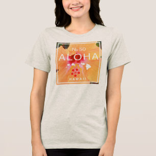 Aloha No 50 Orange Hibiscus Tri-Blend Shirt