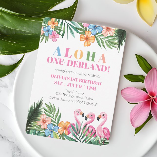 Aloha Onederland Summer Tropical Girl 1st Birthday Invitation (Aloha Onederland Summer Tropical Girl 1st Birthday Invitation)