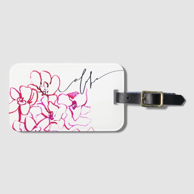Aloha Orchid Flower Luggage Tag (Front Horizontal)