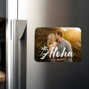 Aloha Palm Tree Holiday Photo Magnet