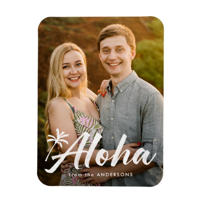 Aloha Palm Tree Holiday Photo Magnet (Vertical)