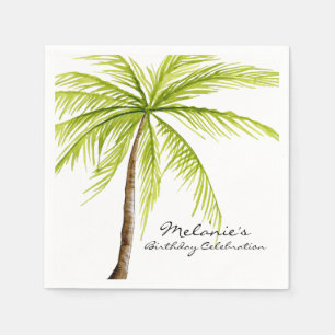 Aloha Palm Tree Island Beach Tropical Birthday Napkin