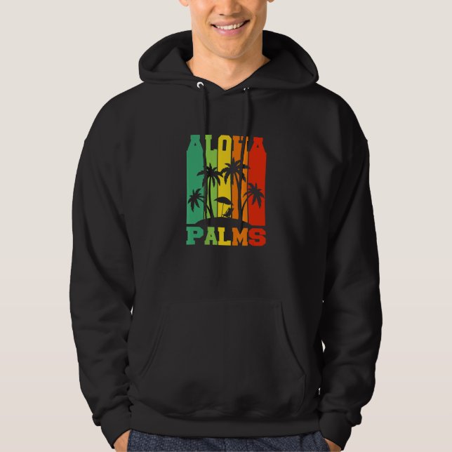 Aloha Palms Hawaii Flower Necklace Tropical Island Hoodie (Front)