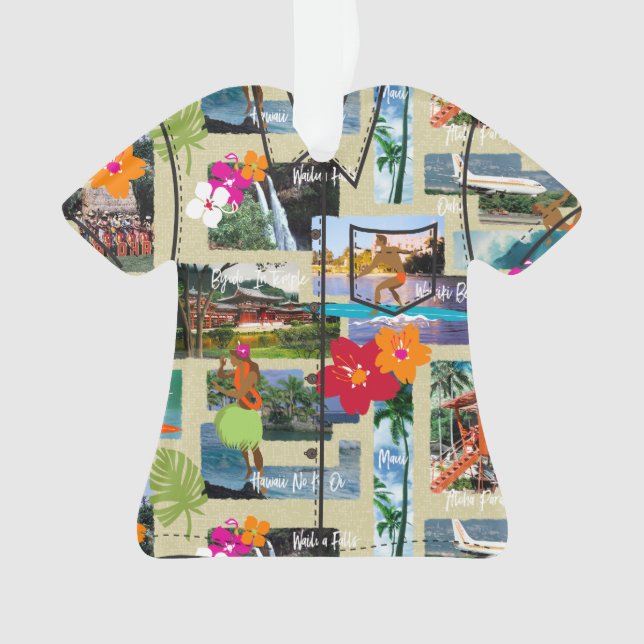 Aloha Paradise Hawaiian Postcard Aloha Shirt Ornament (Front)