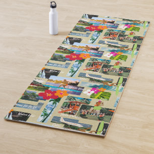 Aloha Paradise Hawaiian Vintage Postcard Yoga Mat