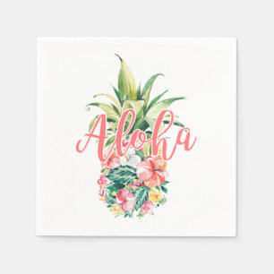 Aloha Party Tropical Floral Pineapple Napkin