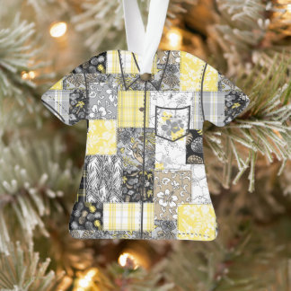 Aloha Patchwork Hawaiian Tropical Aloha Shirt-Grey Ornament