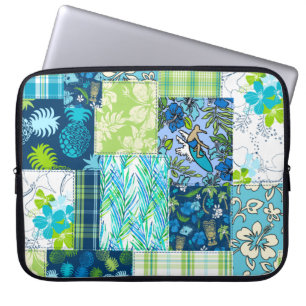 Aloha Patchwork Hawaiian Tropical Prints Wetsuit L Laptop Sleeve