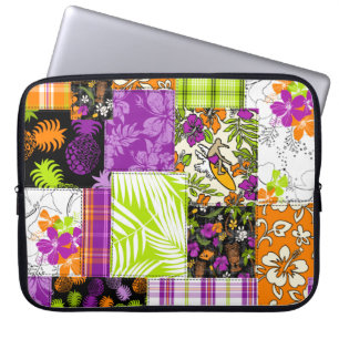 Aloha Patchwork Hawaiian Tropical Prints Wetsuit Laptop Sleeve