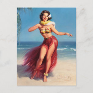 Aloha Pin Up Postcard