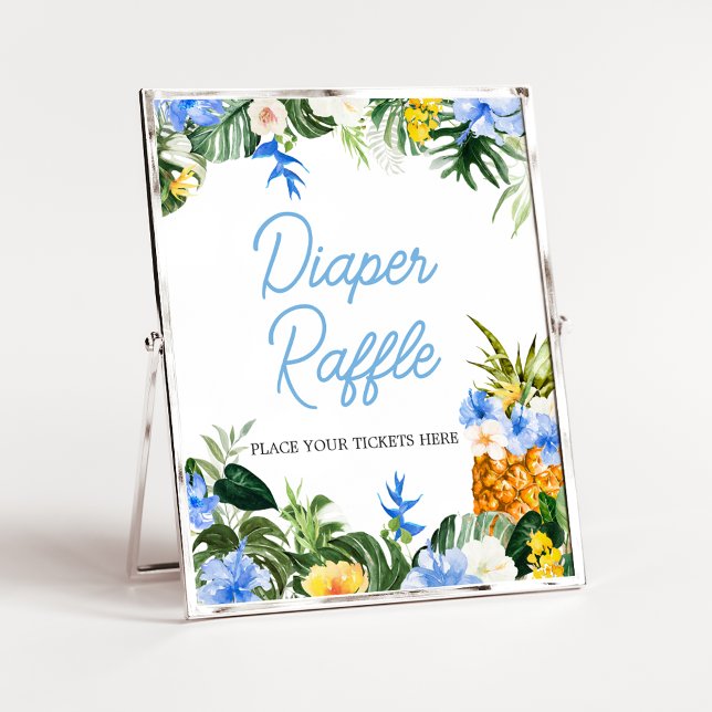 Aloha Pineapple Baby Shower Diaper Raffle Sign (Aloha Baby Shower Sign)