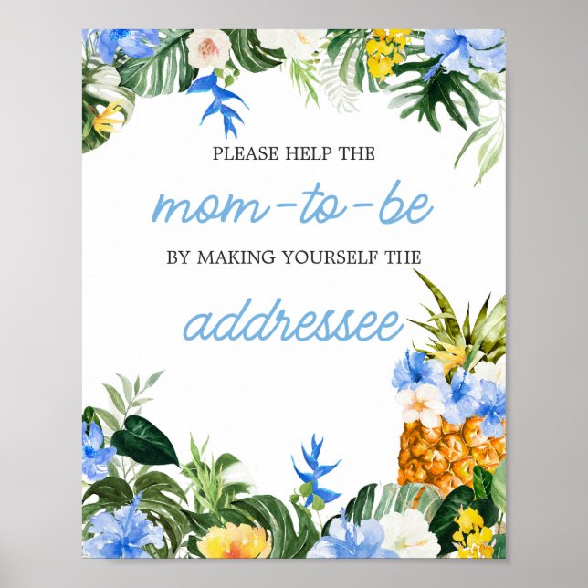 Aloha Pineapple Baby Shower Envelope Station Sign (Front)