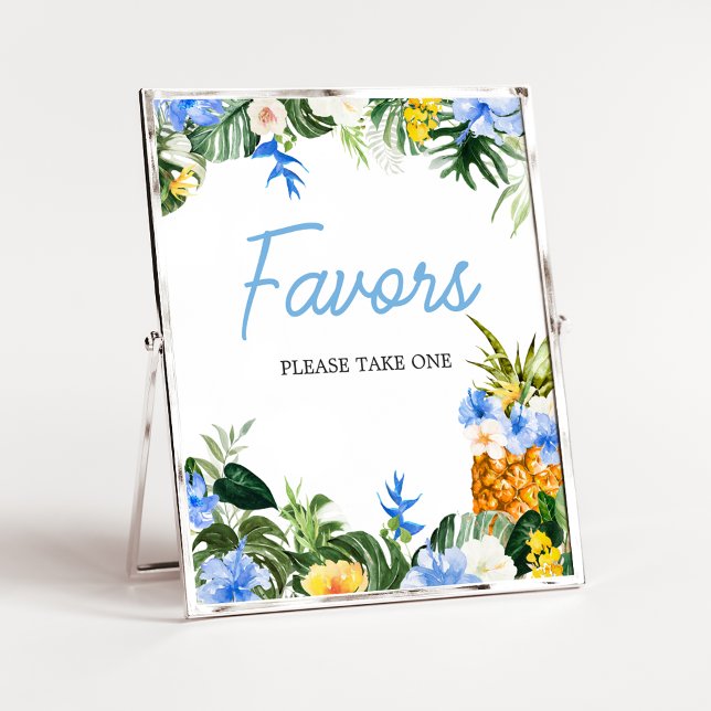 Aloha Pineapple Baby Shower Favors Sign (Aloha Baby Shower Sign)