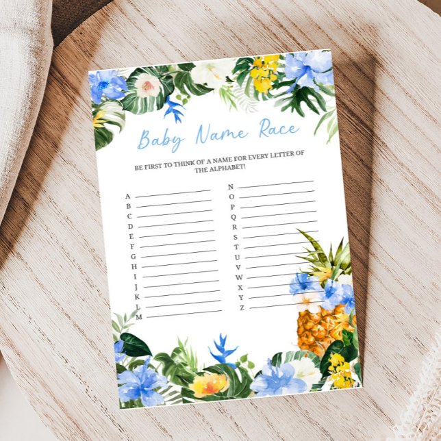 Aloha Pineapple Baby Shower Name Race Game (Aloha Baby Baby Shower Game)