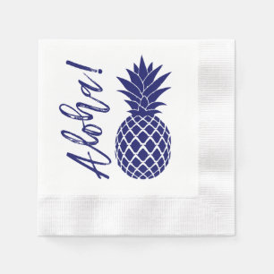 Aloha Pineapple Beach Party Luau   navy white Napkin