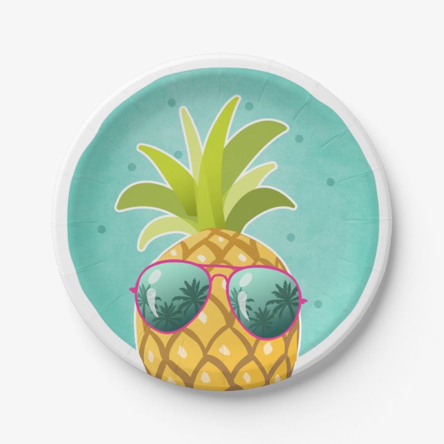 Aloha Pineapple Birthday Paper Plate Tropical Luau (Front)