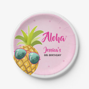 Aloha Pineapple Birthday Paper Plate Tropical Luau