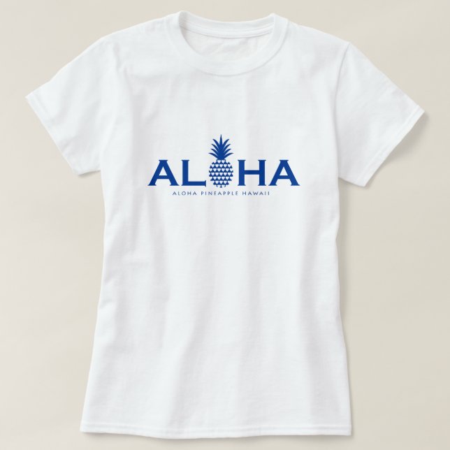 aloha Pineapple Blue Logo (heart) T-Shirt (Design Front)