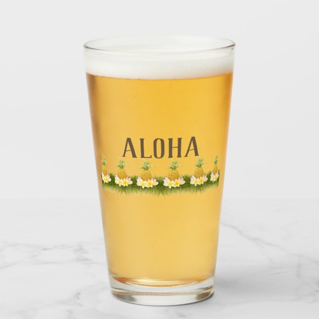 Aloha Pineapple Border Glass (Front Filled)