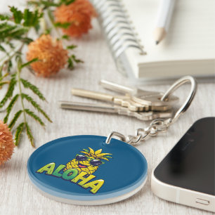 Aloha Pineapple Collection Teal Acrylic Keychain