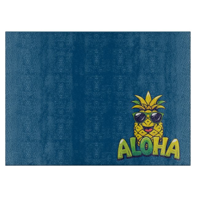 Aloha Pineapple Collection Teal Cutting Board (Front)