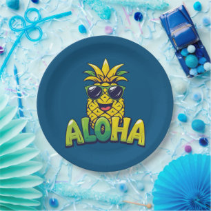 Aloha Pineapple Collection Teal Paper Plates