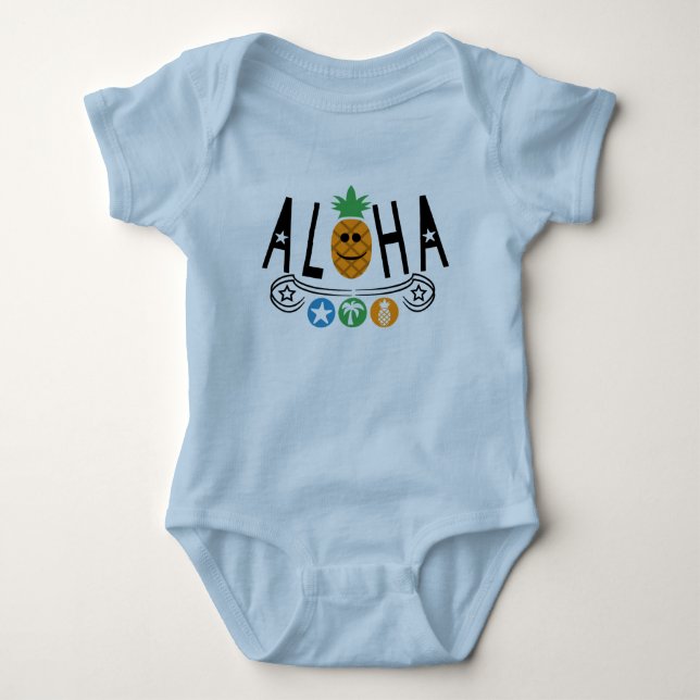 Aloha Pineapple Design - Baby Jersey Bodysuit (Front)