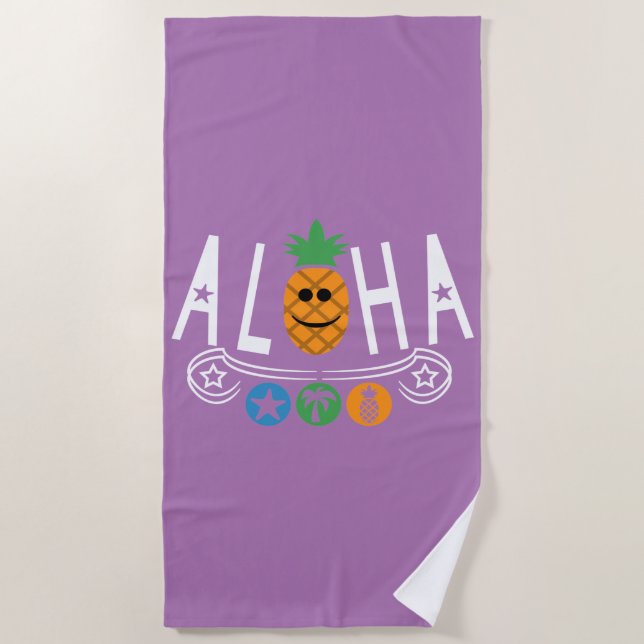 Aloha Pineapple Design - Beach Towel (Front)