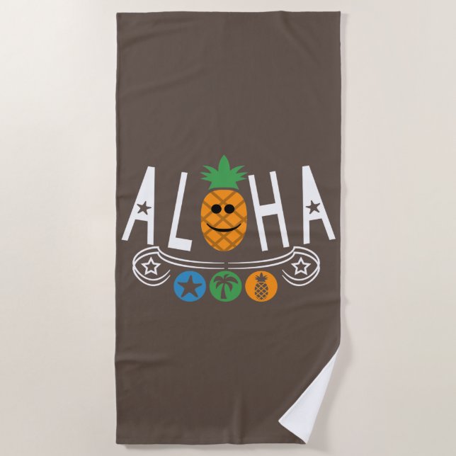 Aloha Pineapple Design - Beach Towel (Front)