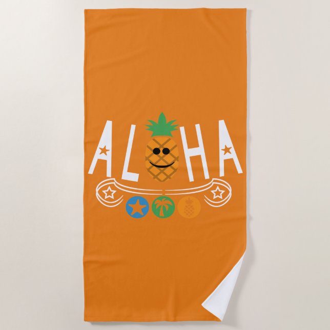 Aloha Pineapple Design - Beach Towel (Front)