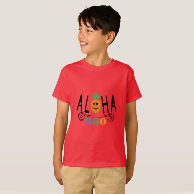 Aloha Pineapple Design - Kids' Basic T-Shirt (Front Full)