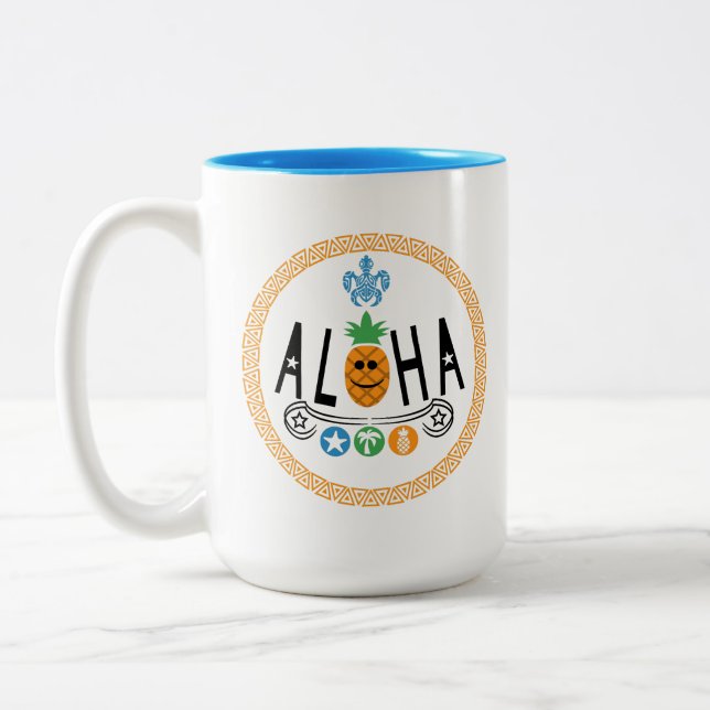 Aloha Pineapple Design - Two-Tone Mug (Left)