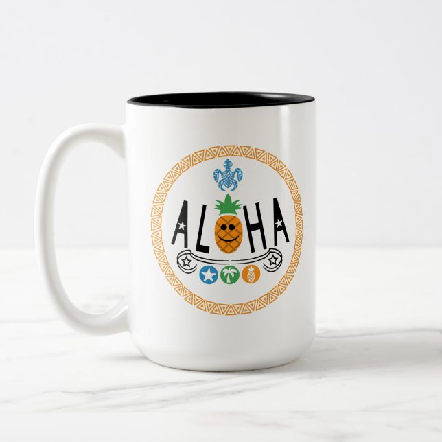 Aloha Pineapple Design - Two-Tone Mug (Left)