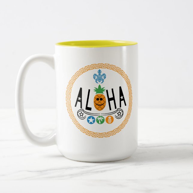 Aloha Pineapple Design - Two-Tone Mug (Left)