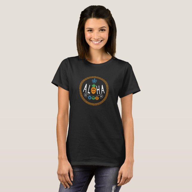 Aloha Pineapple Design - Women's Basic T-Shirt (Front Full)