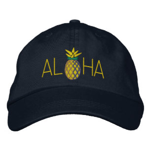 Aloha Pineapple Embroidery Graphic on Embroidered Hat