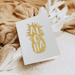 Aloha Pineapple Gold Foil Stationery Card